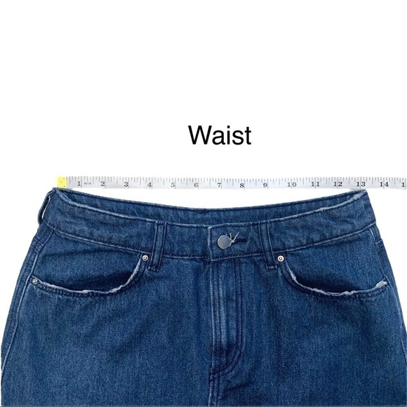 H&M Y2K fringe Raw Hem Cut off Denim Mini Skirt Size 6 - Picture 12 of 12